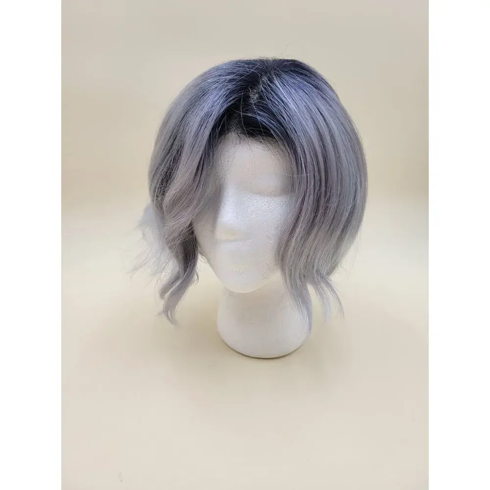 Rene of Paris Rae Wig 2386 Short Wavy Bob Pastel Blue Ombre Dark Roots Synthetic